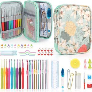 New Crochet Hooks Set with Crochet Case, 73 pcs Knitting Accessories Ergonomic